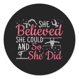 Women's Gymnastics - She Believed She Could Classic Round Sticker