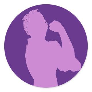 Women's History Month Rosie the Riveter Purple Classic Round Sticker