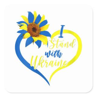 Womens Love Heart Ukraine Sunflower Ukrainian I St Square Sticker
