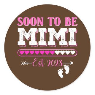 Womens Soon To Be Mimi Est 2023 New Mom  Classic Round Sticker