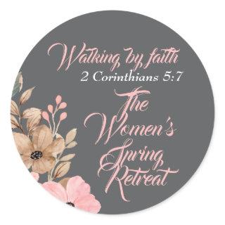 Women's Spring Retreat Wildflower Pink Christian Classic Round Sticker