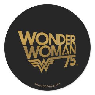 Wonder Woman 75th Anniversary Gold Logo Classic Round Sticker