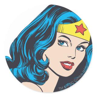 Wonder Woman Face Classic Round Sticker