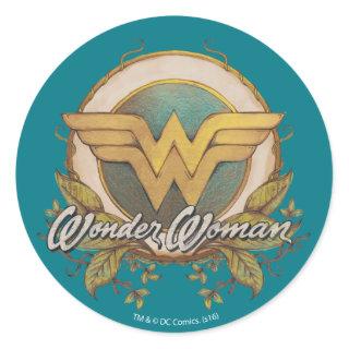 Wonder Woman Foliage Sketch Logo Classic Round Sticker