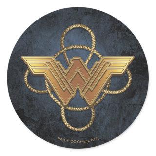Wonder Woman Gold Symbol Over Lasso Classic Round Sticker
