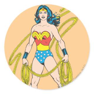 Wonder Woman Holds Lasso 5 Classic Round Sticker