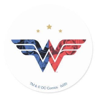 Wonder Woman Modern & Retro Comic Overlay Logo Classic Round Sticker