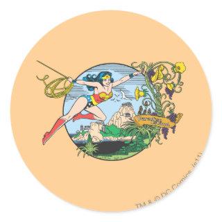 Wonder Woman Paradise Island Classic Round Sticker