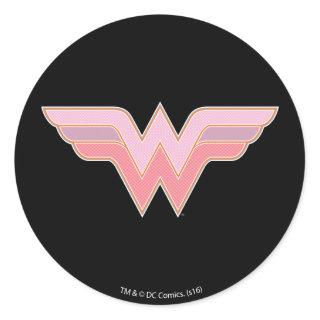 Wonder Woman Pink and Orange Mesh Logo Classic Round Sticker