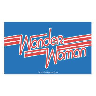 Wonder Woman Red and Blue Stripe Logo Rectangular Sticker