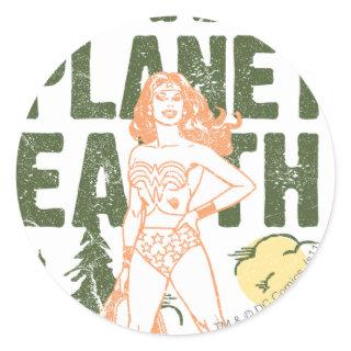 Wonder Woman Save Planet Earth Classic Round Sticker