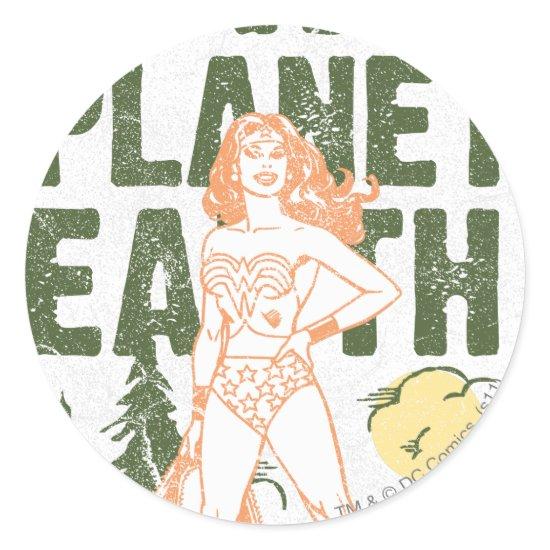 Wonder Woman Save Planet Earth Classic Round Sticker