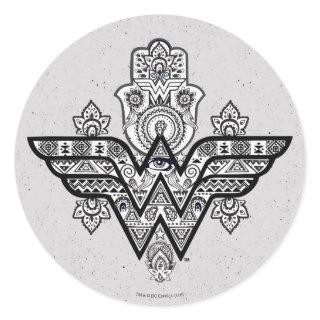 Wonder Woman Spiritual Paisley Hamsa Logo Classic Round Sticker