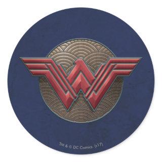 Wonder Woman Symbol Over Concentric Circles Classic Round Sticker