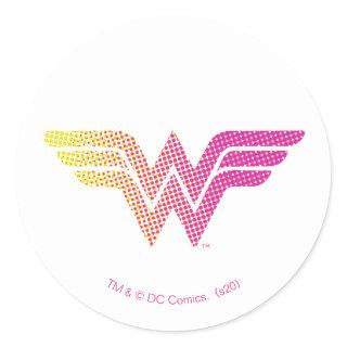 Wonder Woman Yellow-Pink Halftone Gradient Logo Classic Round Sticker