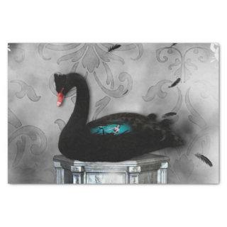 Wonderful black swan with dark mermaid tissue paper