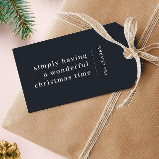 Wonderful Christmas | Modern Minimal Stylish Black Gift Tags
