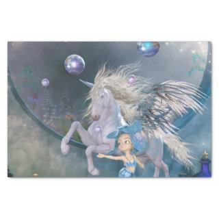 Wonderful white unicorn with little fairy tissue paper