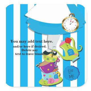 Wonderland Whimsical Tea Cups Party Sticker