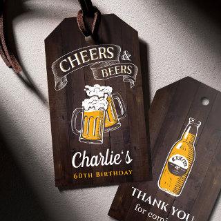 Wood Cheers And Beers Any Age Birthday Gift Tags