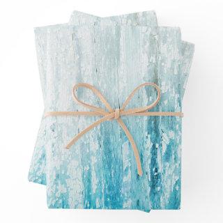 Wood Grain Teal White Rustic Texture Decoupage  Sheets
