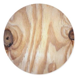 Wood grain texture classic round sticker