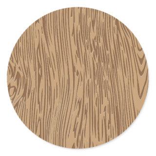 Wood grain texture classic round sticker