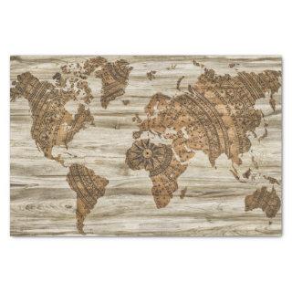 wood map tissue paper