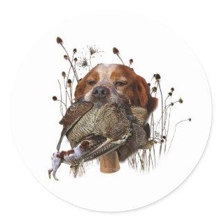 Woodcock hunting with Brittany Spaniel     Classic Round Sticker