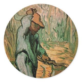 Woodcutter (after Millet) by Vincent van Gogh Classic Round Sticker