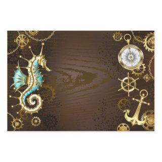 Wooden Background with Mechanical Seahorse  Sheets