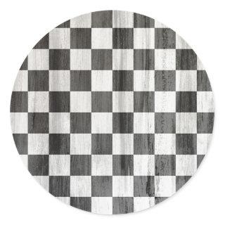 Wooden Checker Pattern Classic Round Sticker