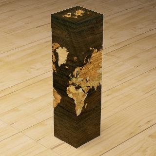 Wooden World Map Wine Gift Box