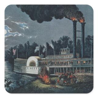 Wooding up' on the Mississippi Square Sticker