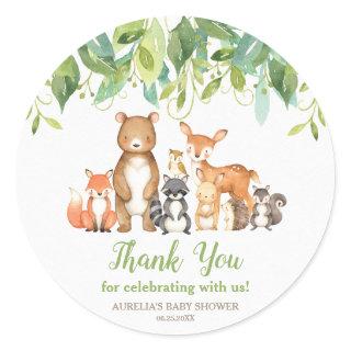 Woodland Animals Baby Shower Thank You Favors Classic Round Sticker