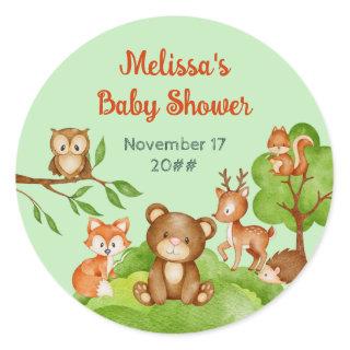 Woodland Animals Thank you Baby Shower Classic Round Sticker