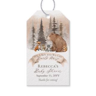 Woodland Bear |Animals Bearly Wait Boy Baby Shower Gift Tags