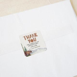 Woodland Birthday Party Thank You  Square Sticker