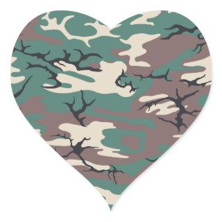 Woodland Camo Heart Sticker