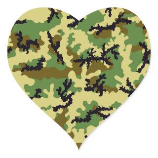 Woodland camouflage heart sticker