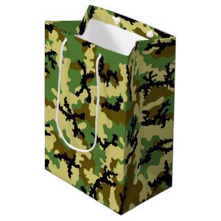 Woodland camouflage medium gift bag