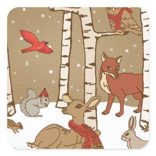 Woodland Christmas Square Sticker