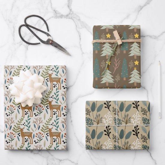 Woodland Earth Tones Patterns Holiday  Sheets