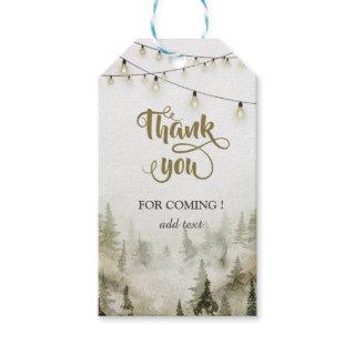 Woodland,Forest,PineTrees,String Lights Thank You  Gift Tags