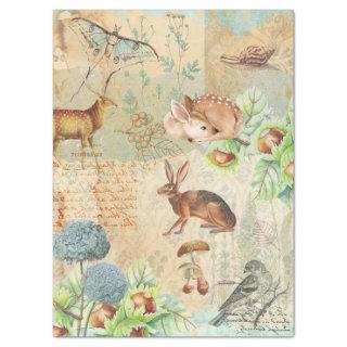 Woodland Forest Wildlife Rabbit Deer Decoupage  Tissue Paper