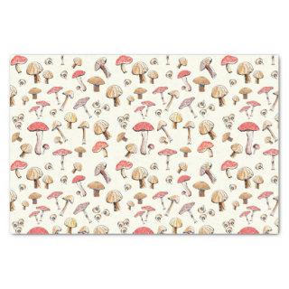 Woodland Mushrooms Hand-Drawn Nature Watercolor Tissue Paper