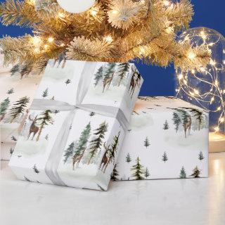 Woodland Pine Tree Forest Reindeer