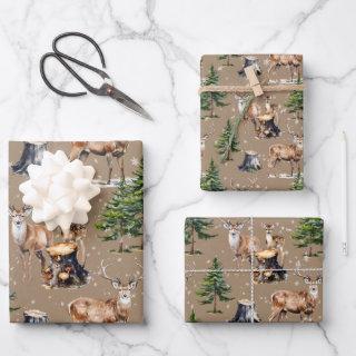 Woodland Reindeer Family Foraging Thru The Forest  Sheets