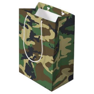 Woodlands Camouflage Outdoorsman Gift  Medium Gift Bag