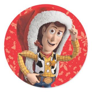 Woody in Santa Hat Classic Round Sticker